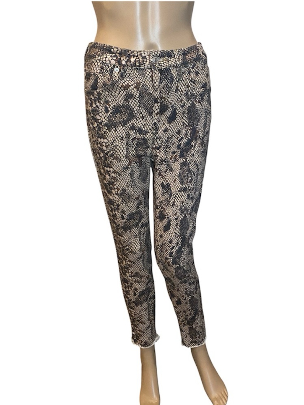 Free People We the Free Two-Faced Snakeskin Reptile Print Skinny Jeans Sz 28 EUC